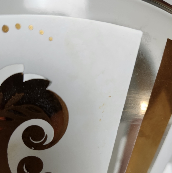 Vintage Anchor Hocking Festive Pattern 22k Gold/White Chip & Dip Set MCM - Picture 15 of 15